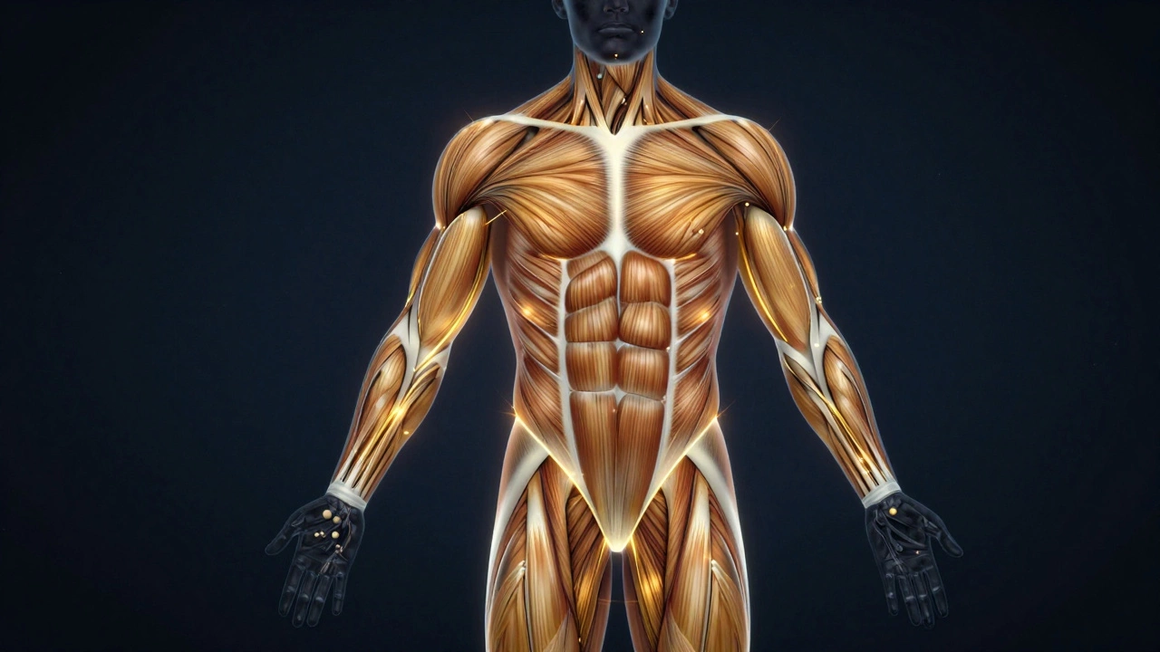 Abstract art showing muscle repair and energy flow