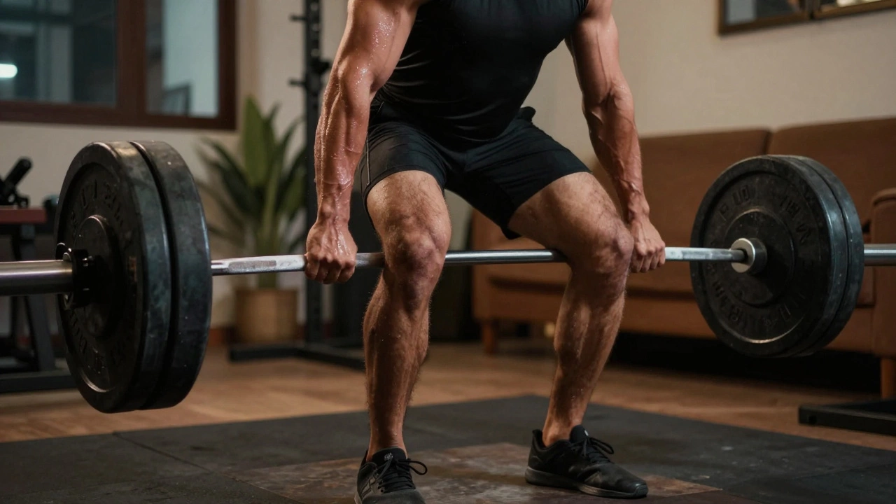 Athlete performing a heavy deadlift with intense focus