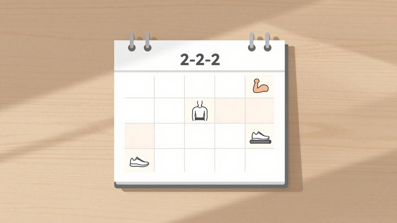 Calendar showing balanced weekly workout schedule