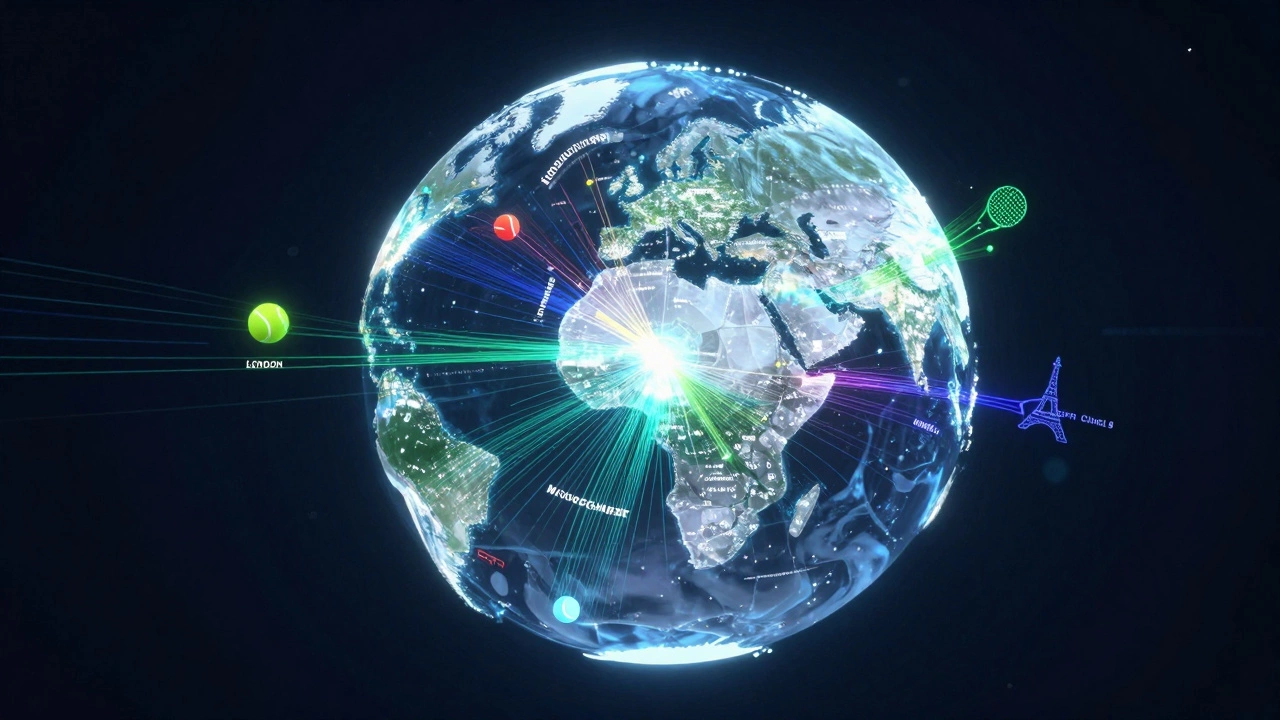 Digital globe visualization of global tennis broadcasting rights streams