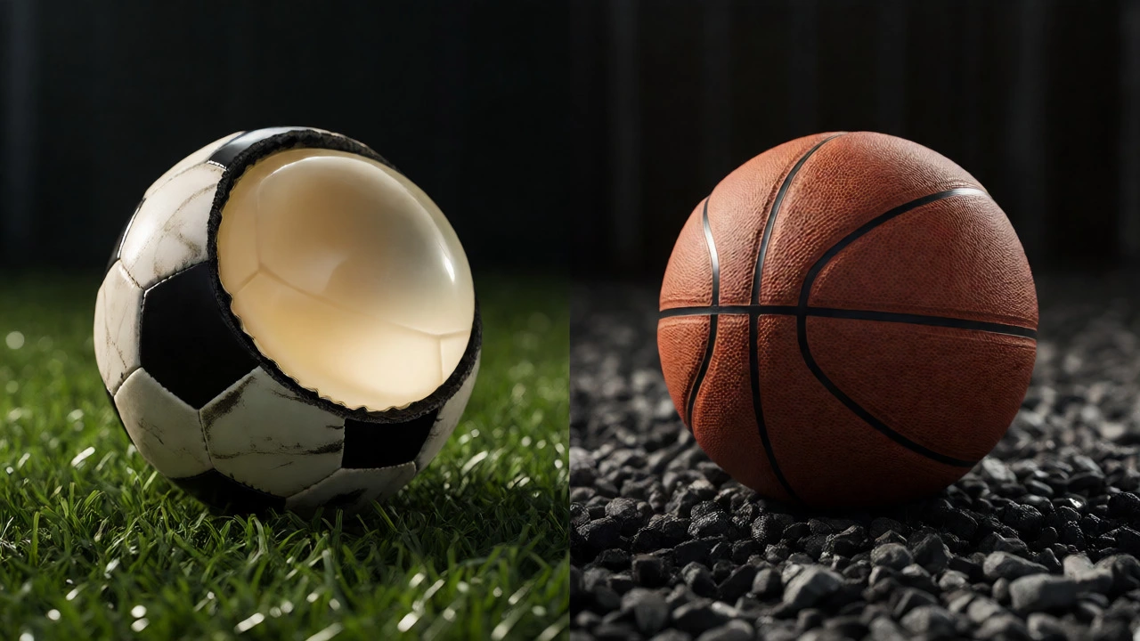 Comparison of latex and butyl bladders inside sports balls